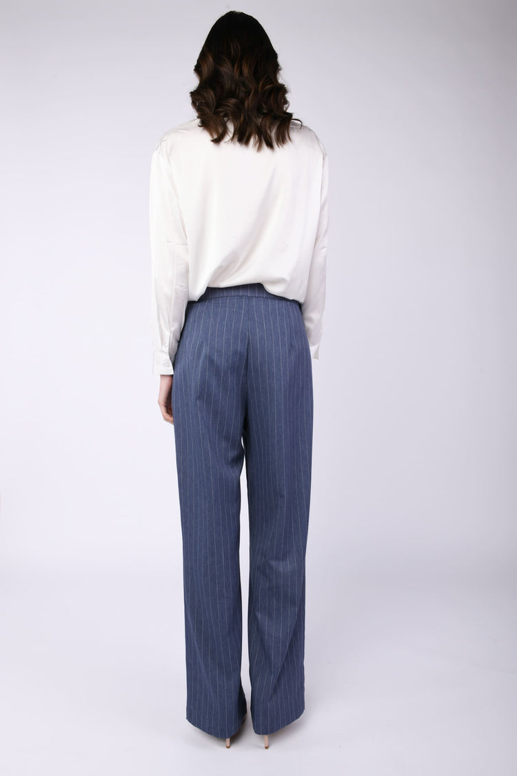 Pinstriped fabric trousers