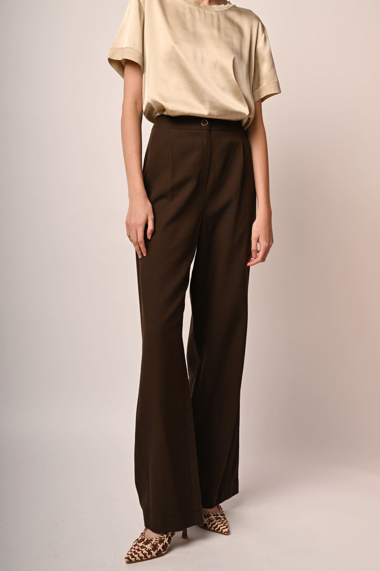 Linen-blend wide-leg trousers