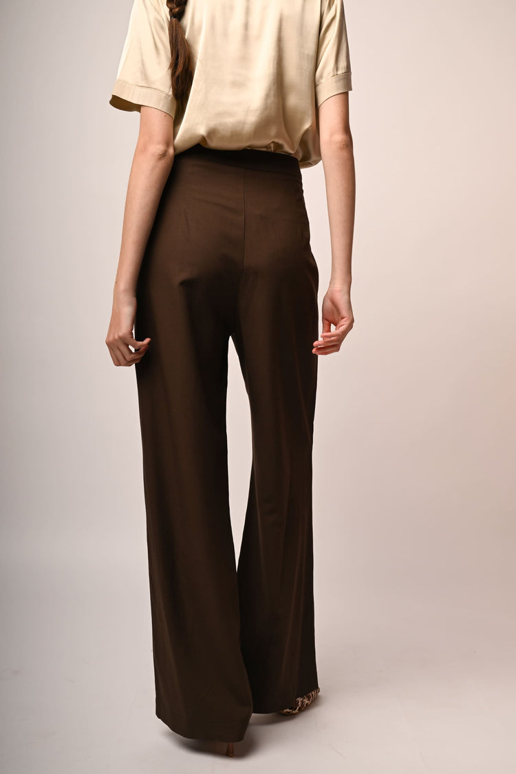 Linen-blend wide-leg trousers