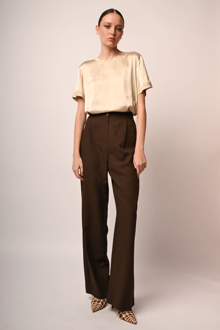 Linen-blend wide-leg trousers