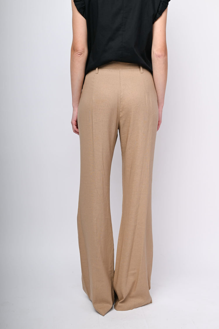 Linen-blend flared trousers