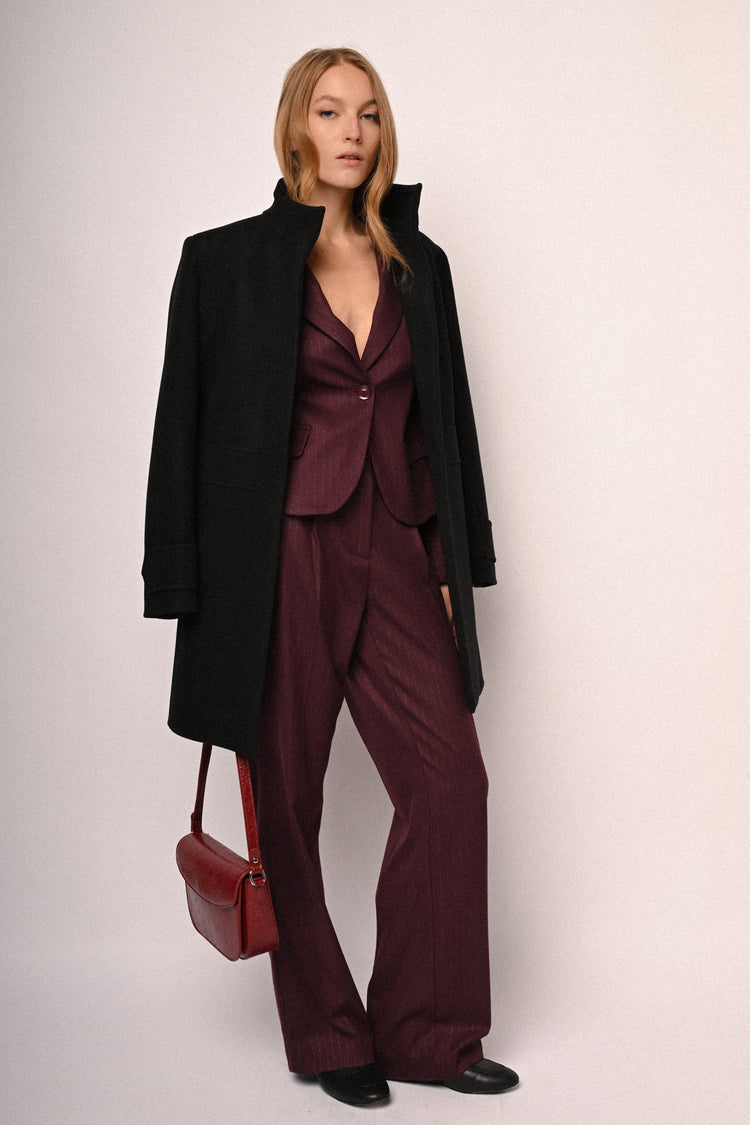 Lurex pinstriped wide-leg trousers