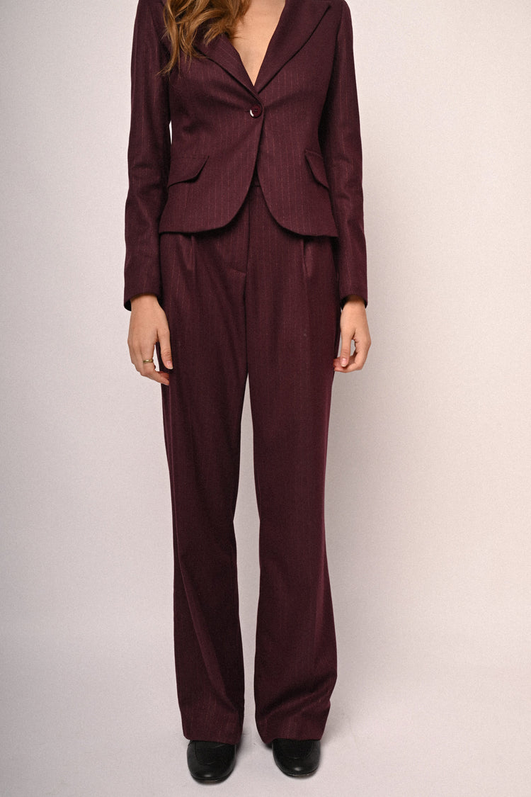 Lurex pinstriped wide-leg trousers