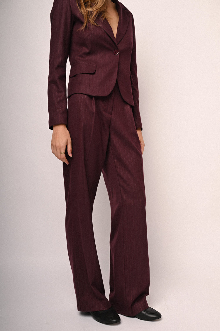 Lurex pinstriped wide-leg trousers