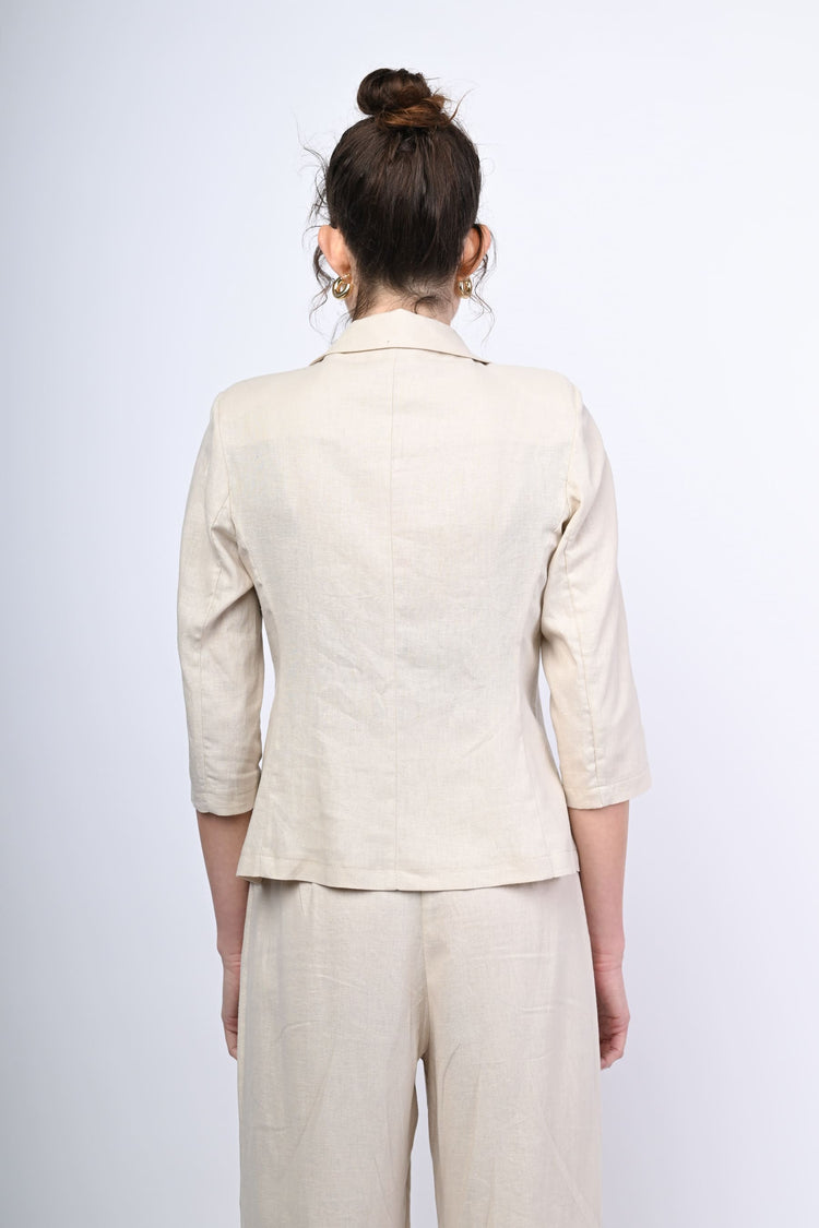 Linen and viscose single-breasted blazer