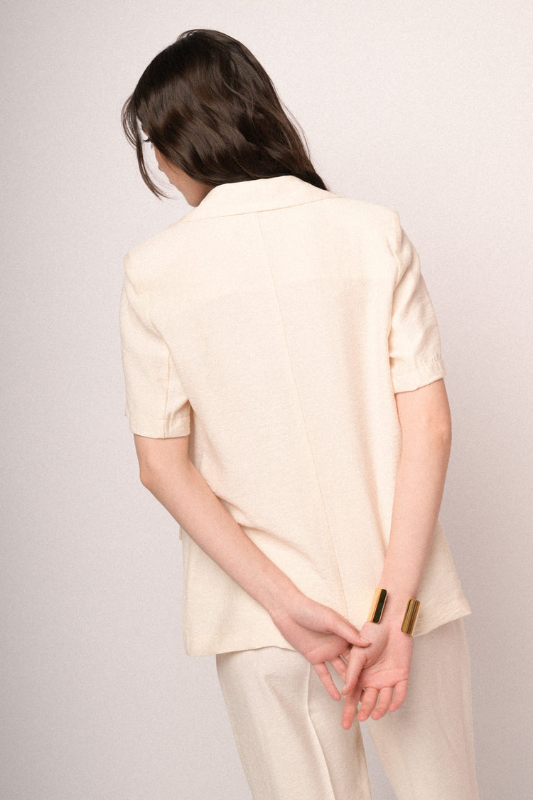 Ivory viscose short sleeved blazer