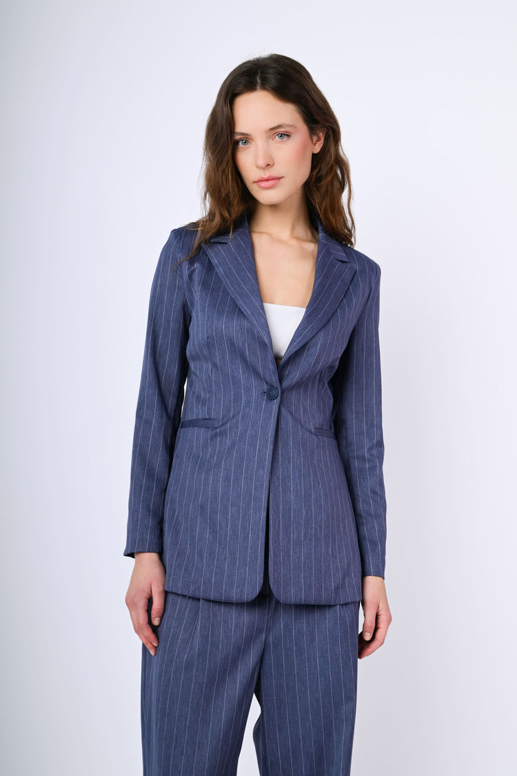 Single-breasted pinstriped blazer