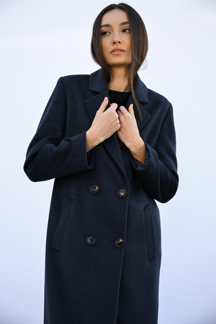 Long double-breasted coat