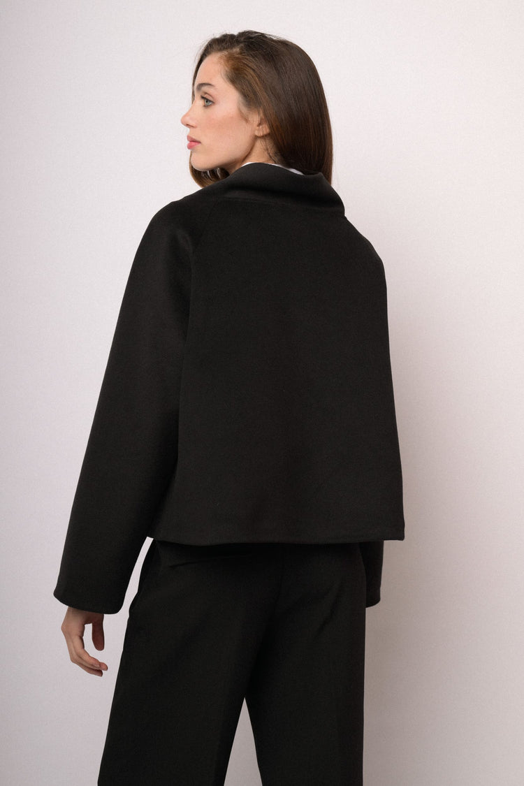 Black funnel-neck cape