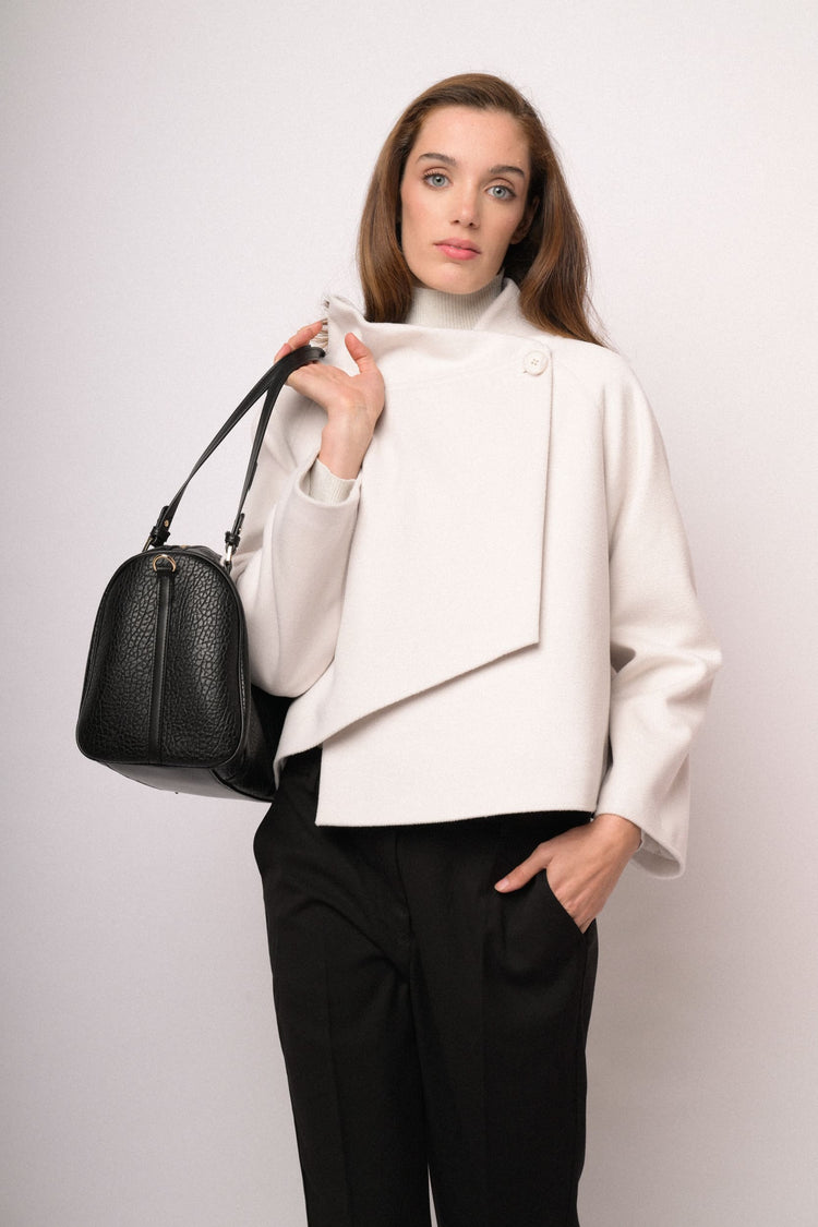 Ivory funnel-neck cape