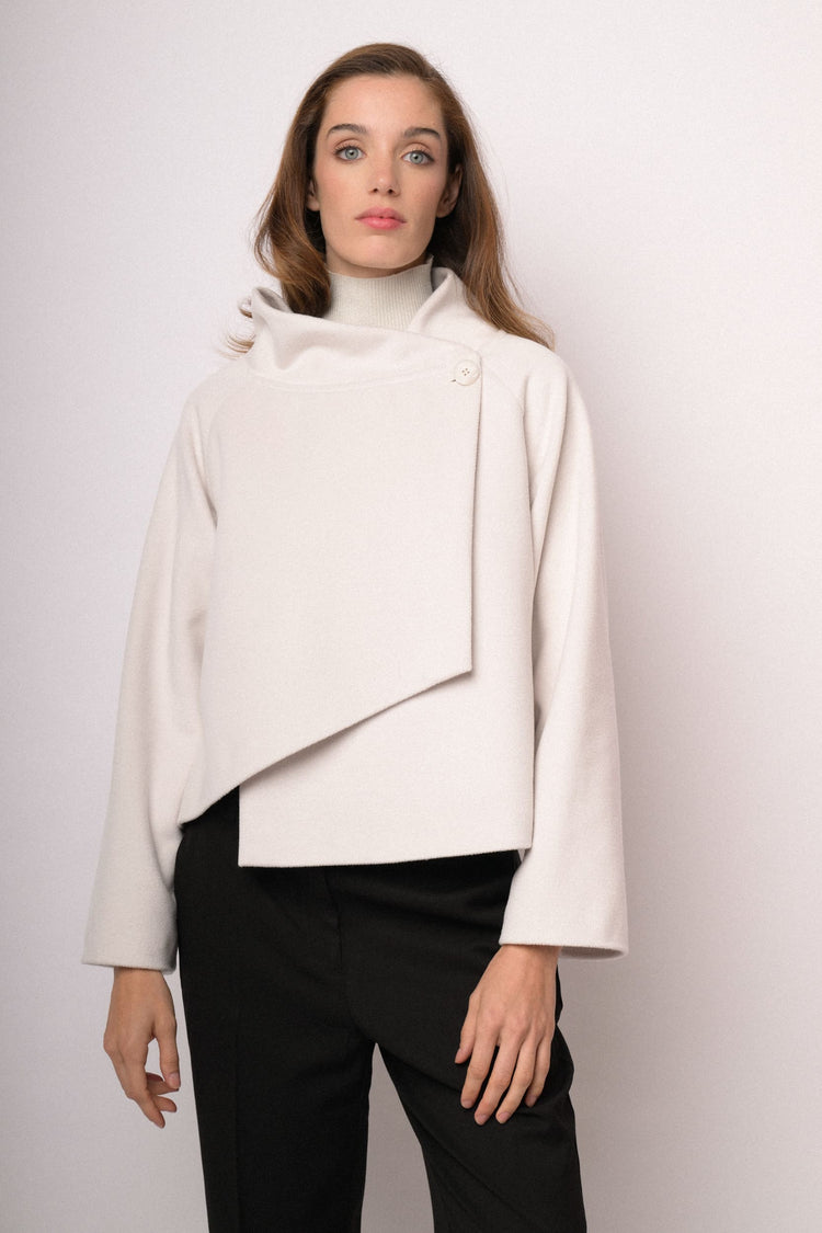 Ivory funnel-neck cape