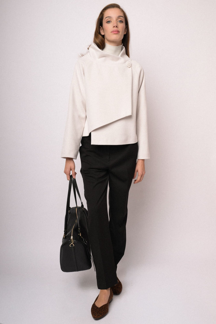 Ivory funnel-neck cape