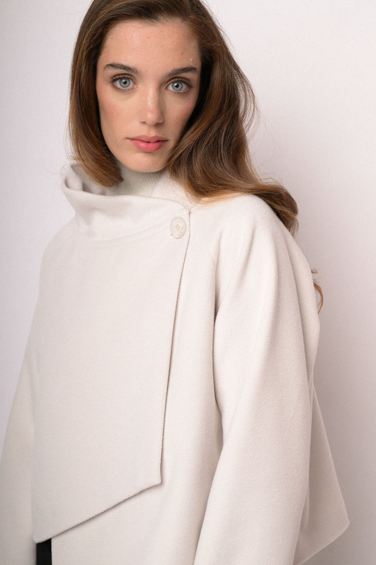 Ivory funnel-neck cape