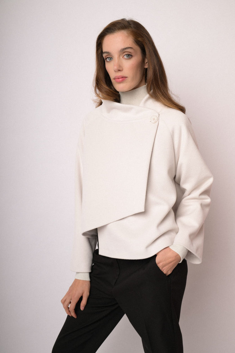 Ivory funnel-neck cape