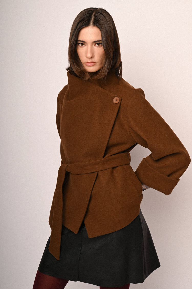 Belted short coat