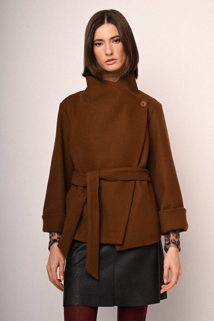 Belted short coat