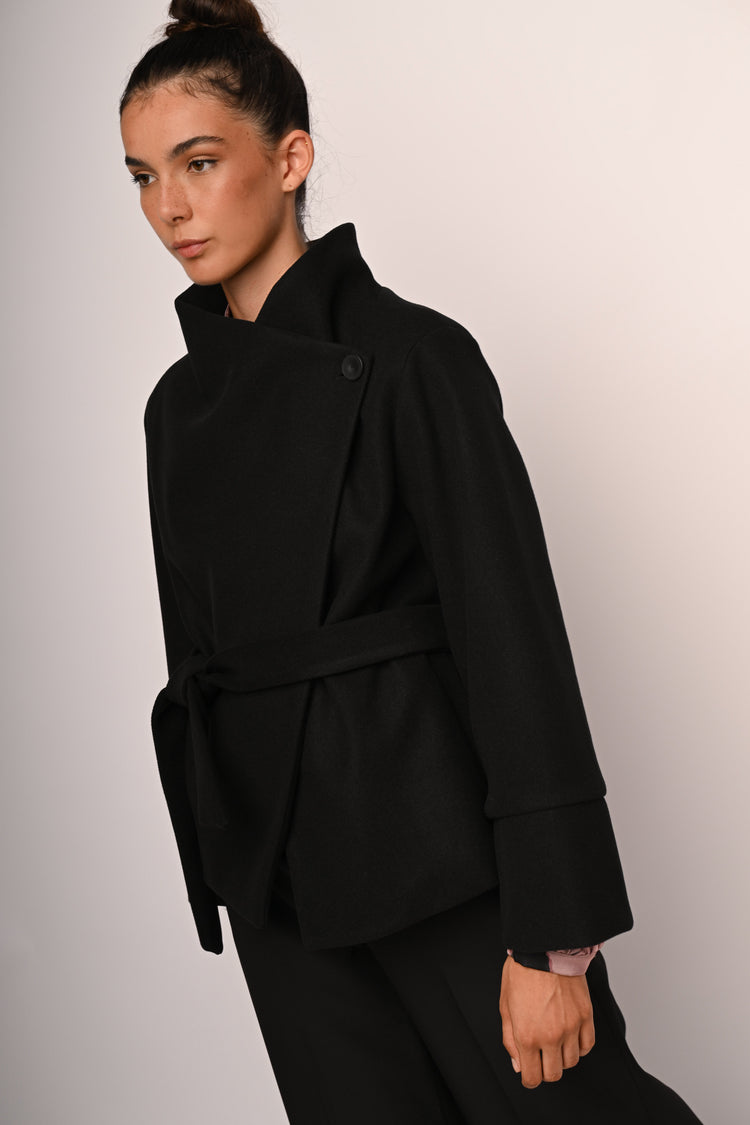 Belted short coat