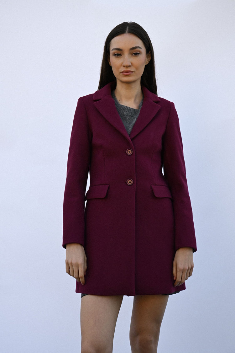 Jewel-button single-breasted coat