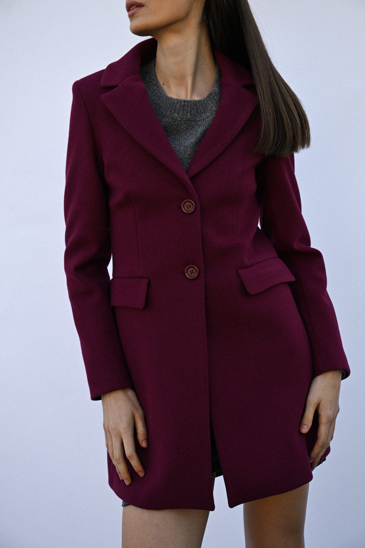Jewel-button single-breasted coat