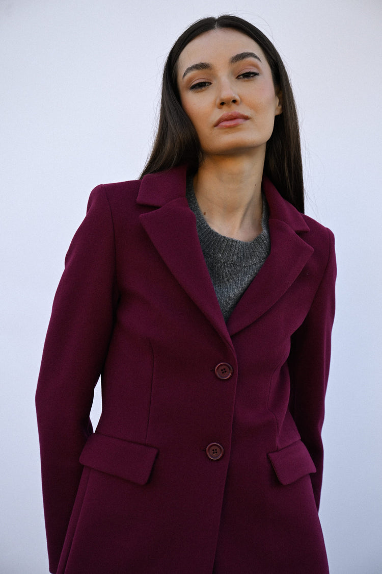 Jewel-button single-breasted coat