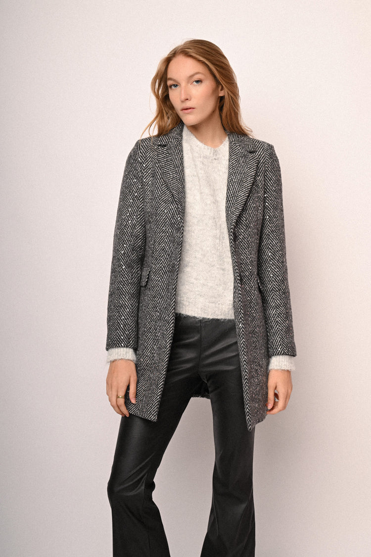 Sequin chevron motif coat