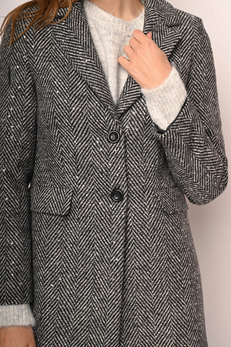 Sequin chevron motif coat