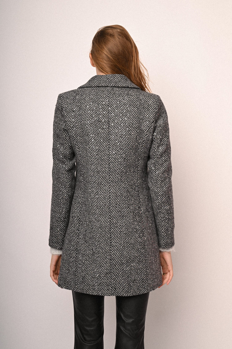 Sequin chevron motif coat
