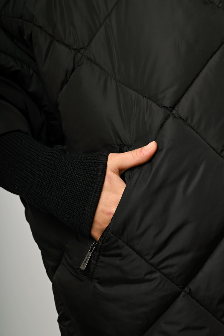 Faux fur hooded oversized down jacket