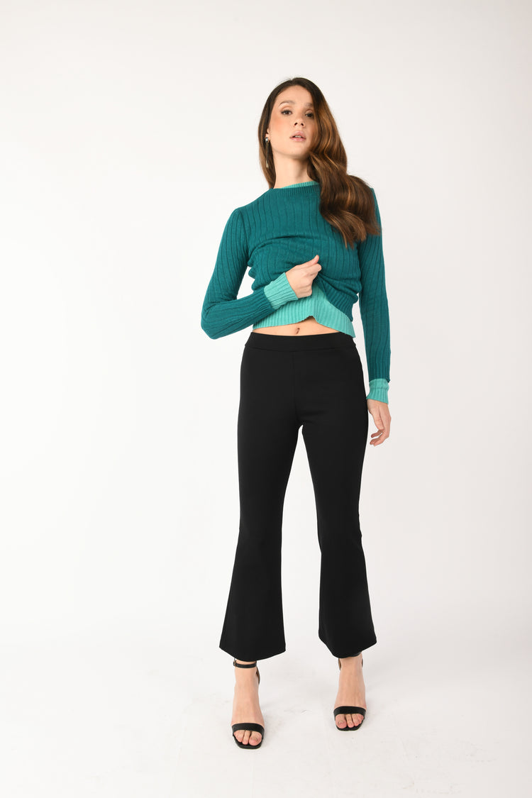 Milano stitch flared trousers