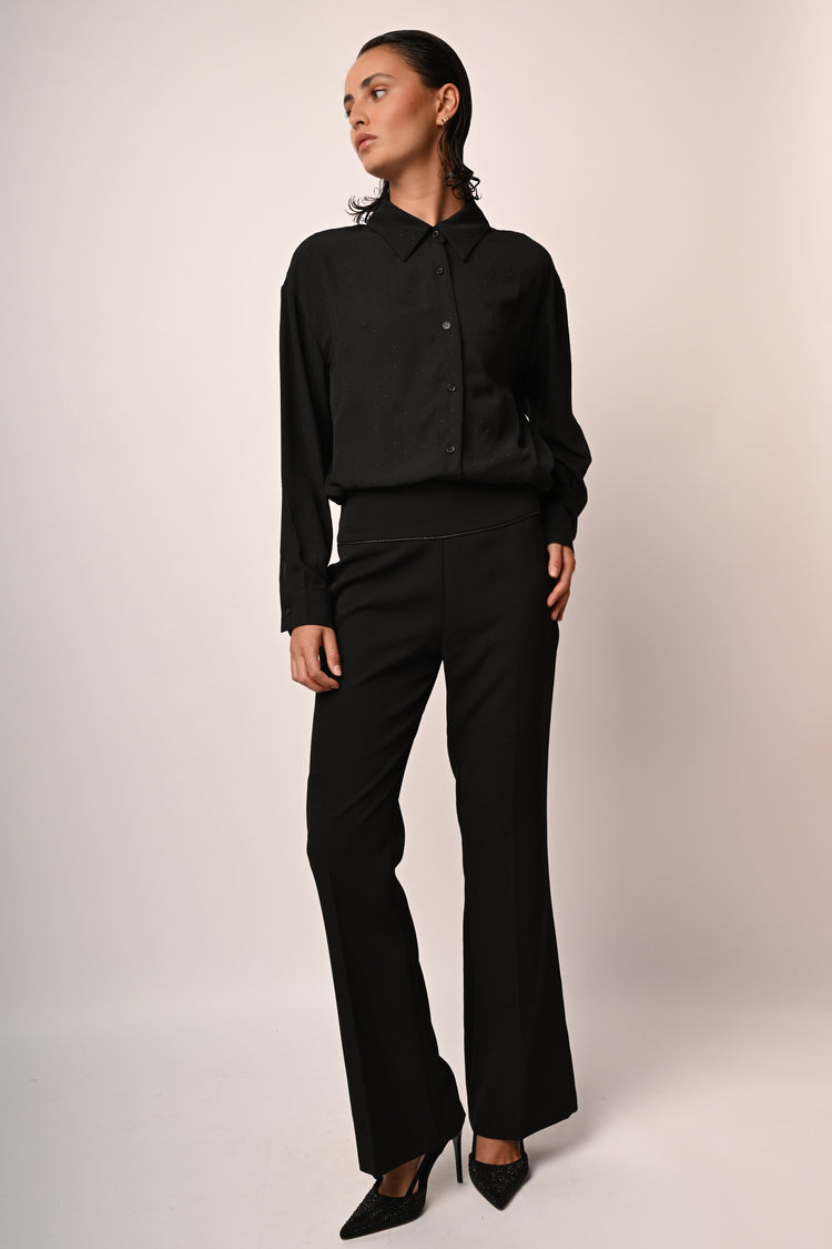 Flared leg trousers