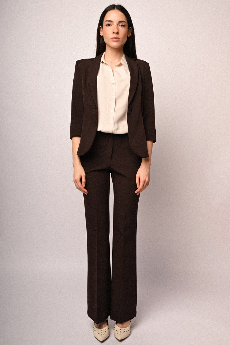 Chocolate flared leg trousers