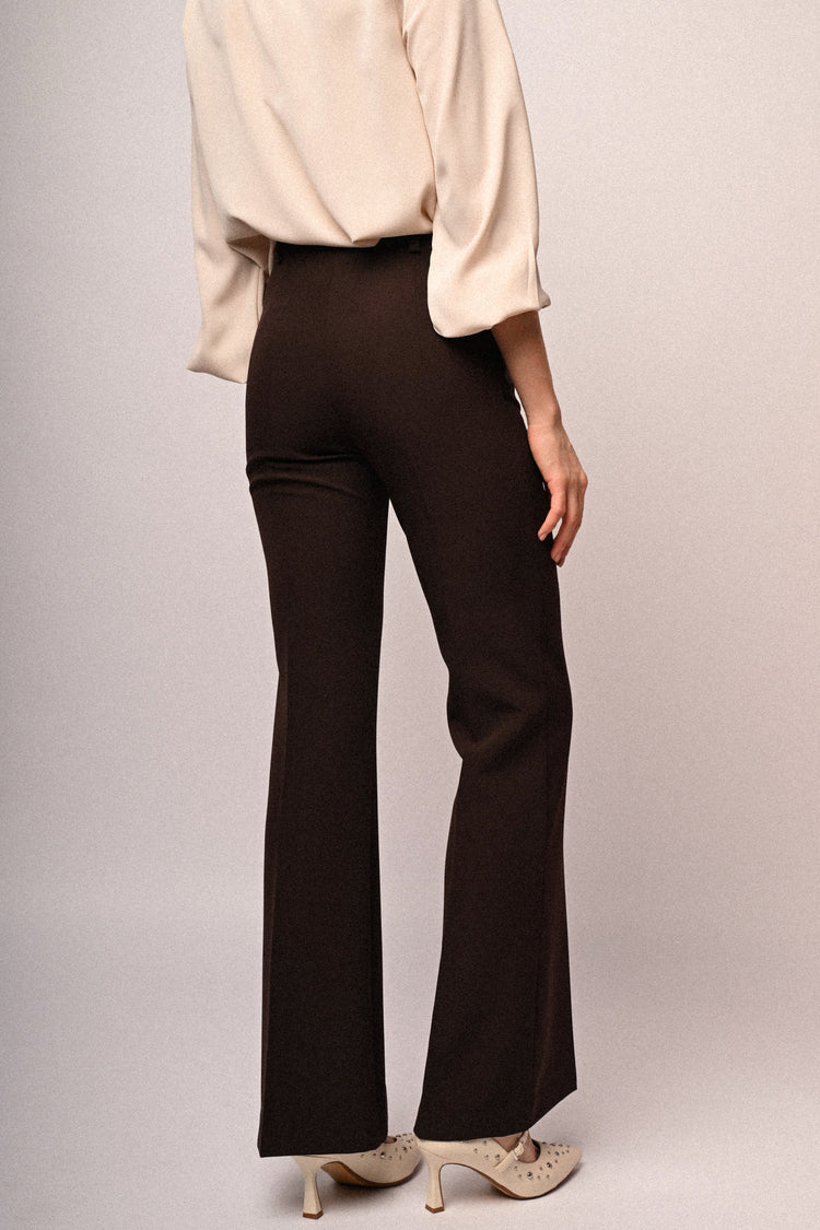 Chocolate flared leg trousers