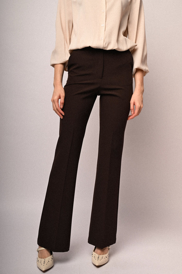 Chocolate flared leg trousers