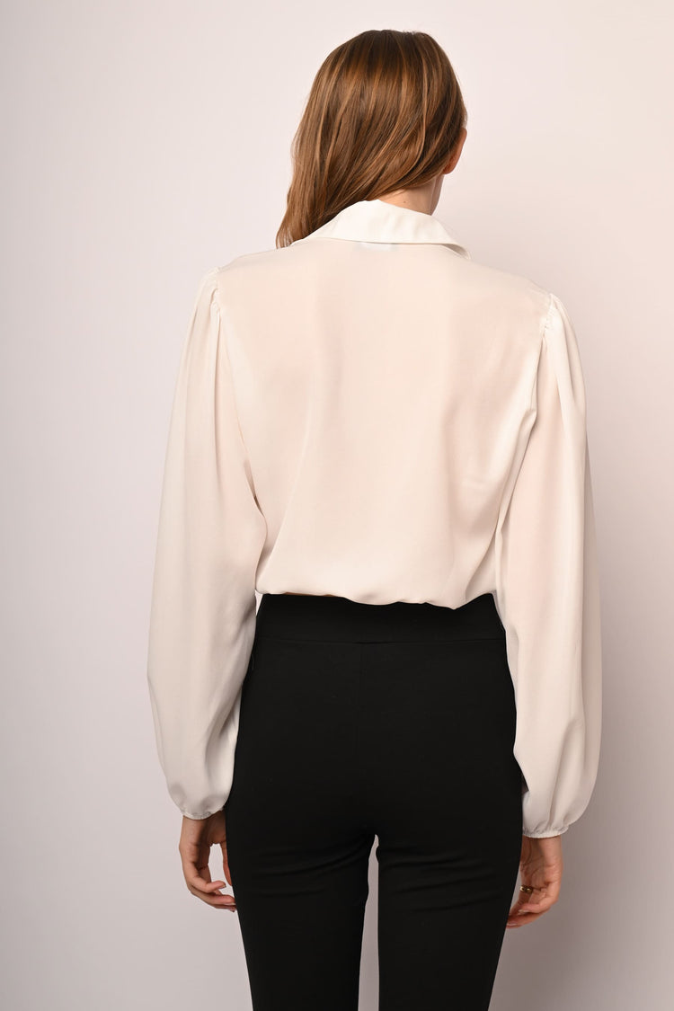 Blouson sleeves cropped shirt