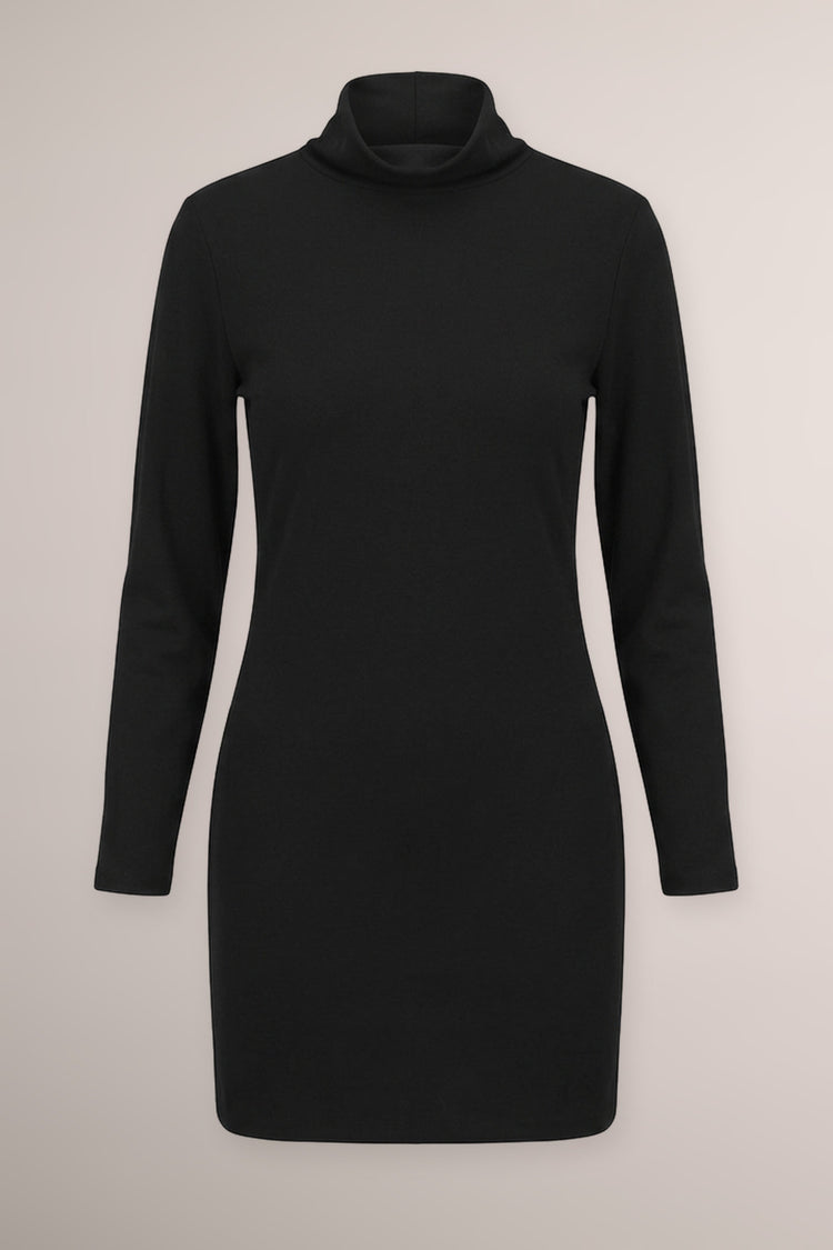 Black high-neck mini dress