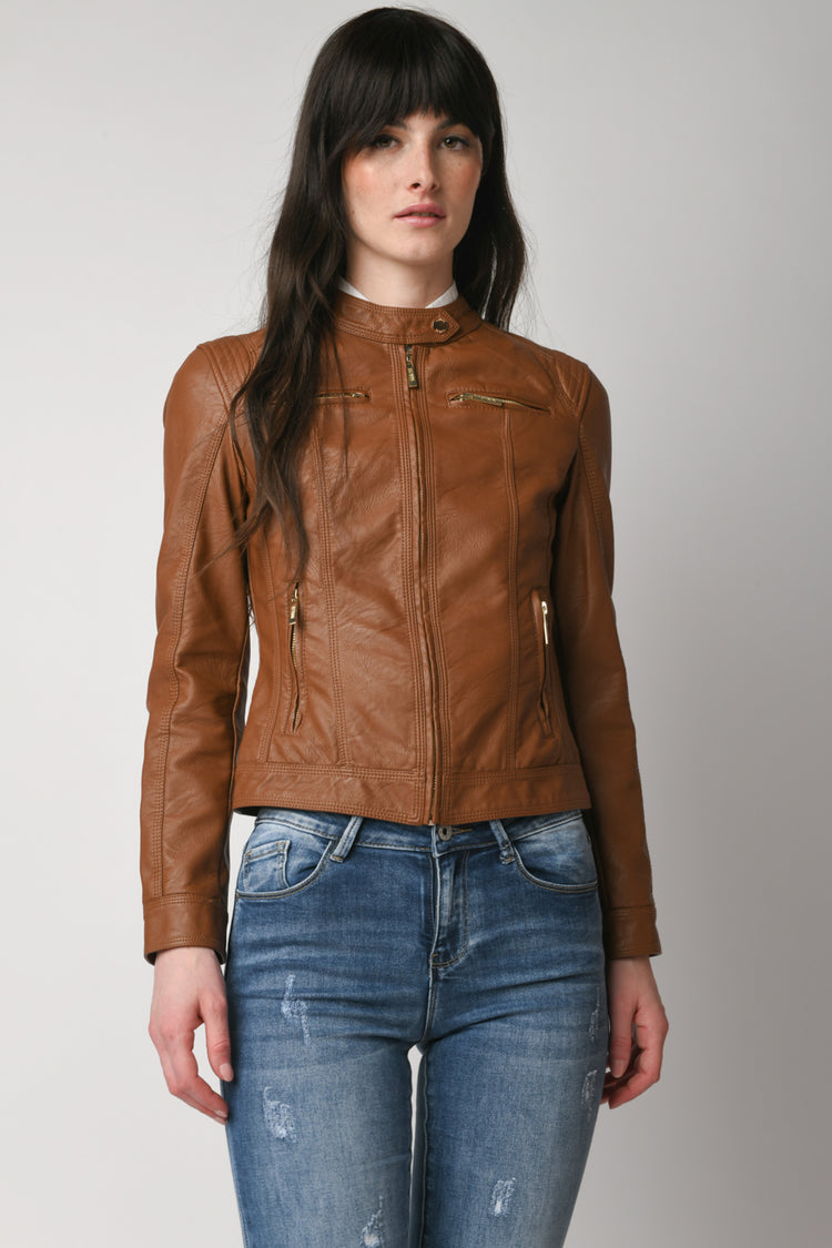 Faux leather biker jacket