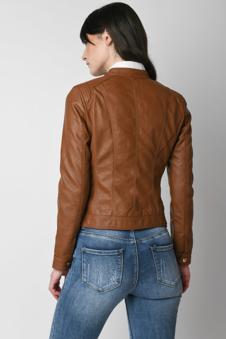 Faux leather biker jacket