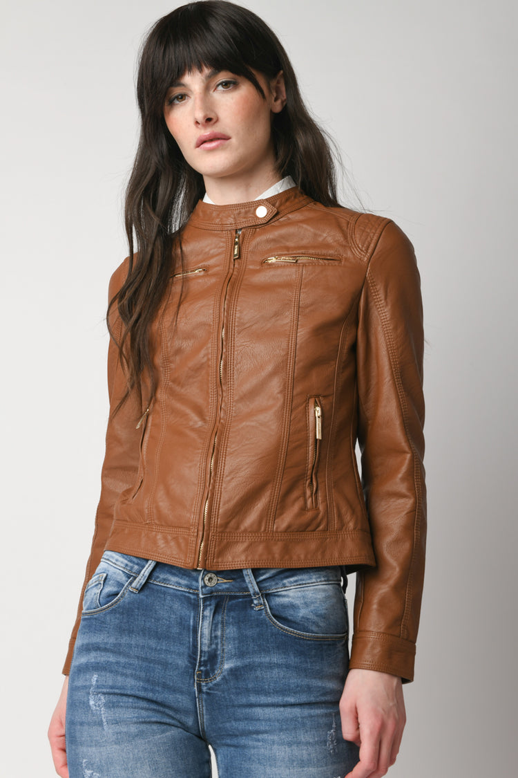 Faux leather biker jacket