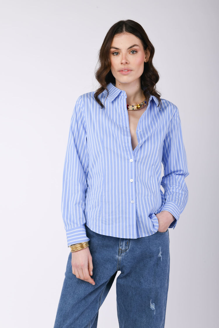 Striped cotton-blend shirt