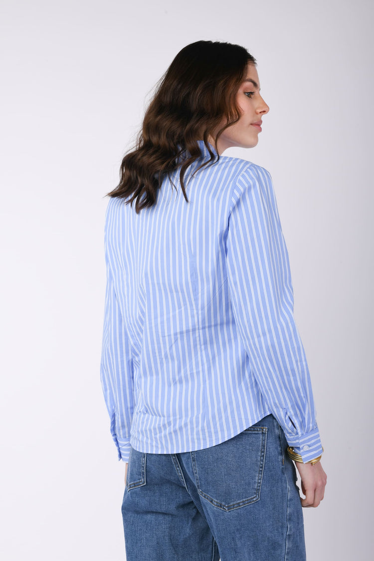 Striped cotton-blend shirt