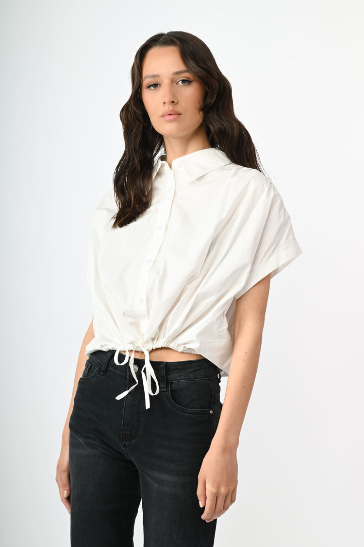 Drawstring cropped shirt