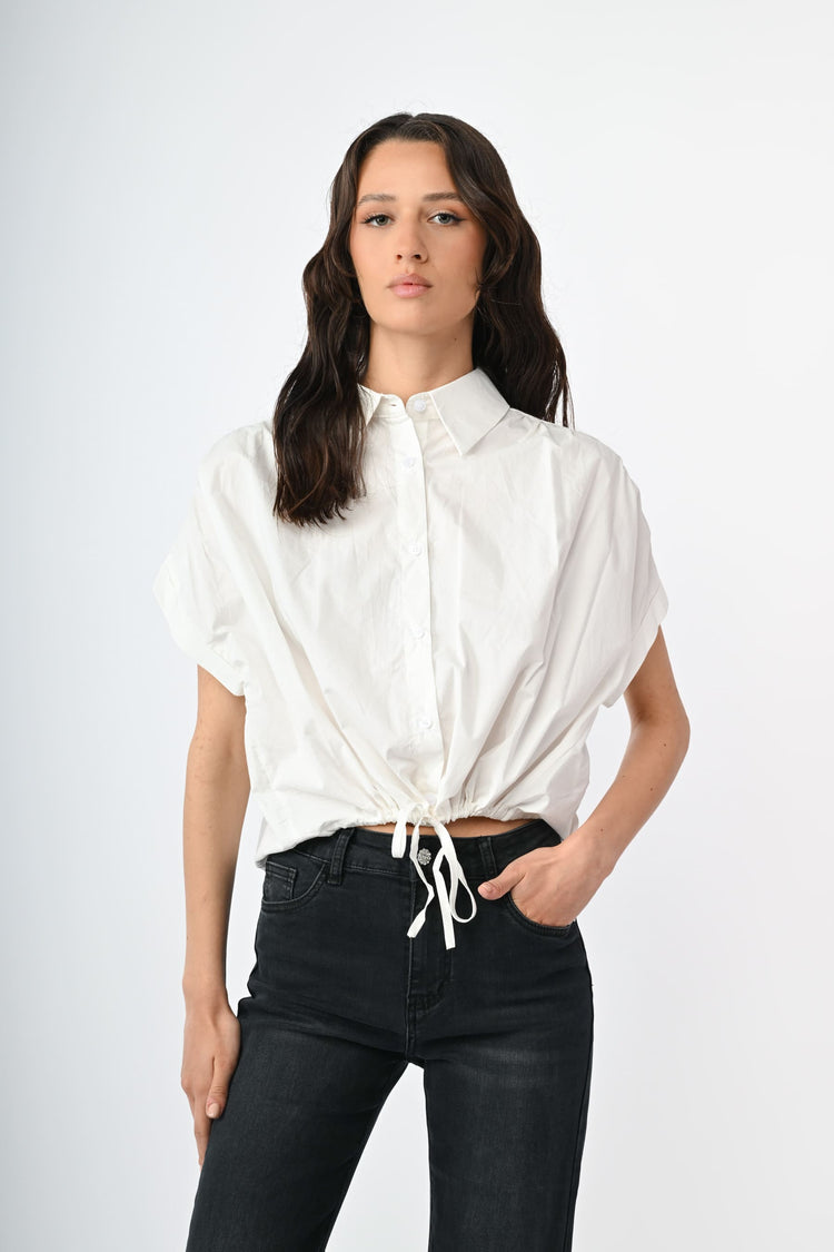Drawstring cropped shirt