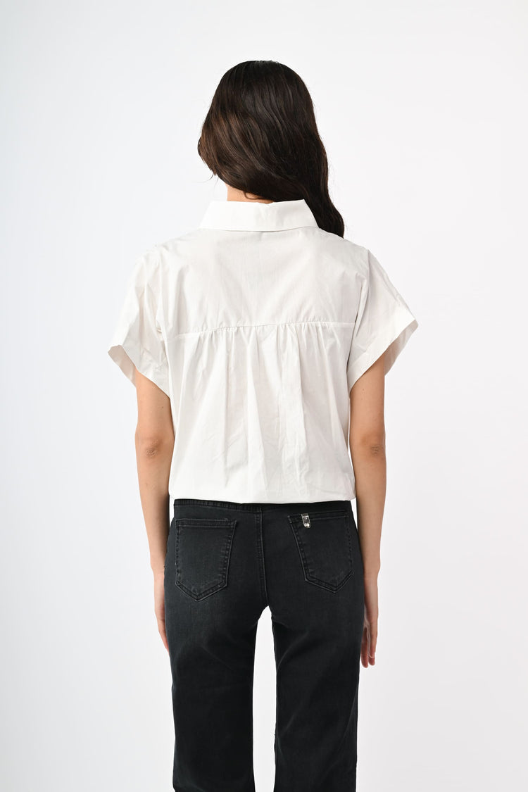 Drawstring cropped shirt