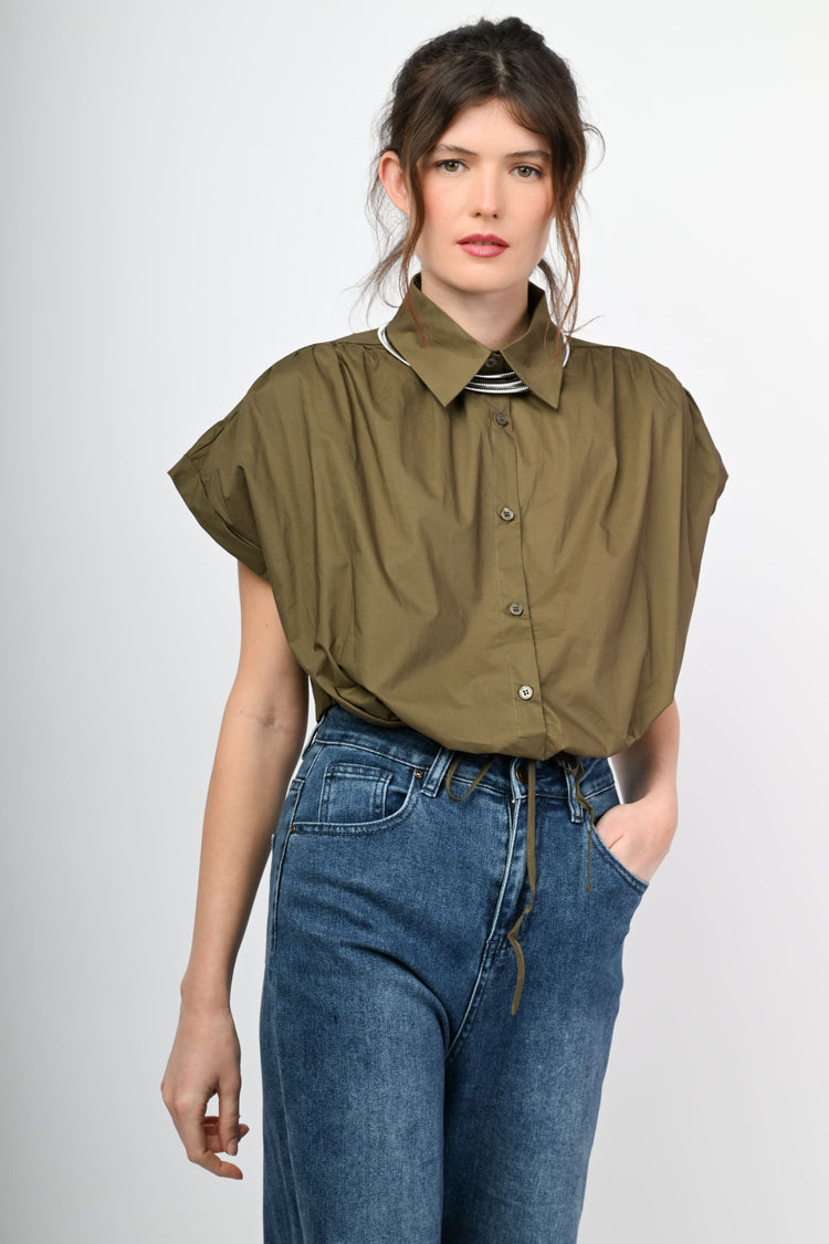 Drawstring cropped shirt