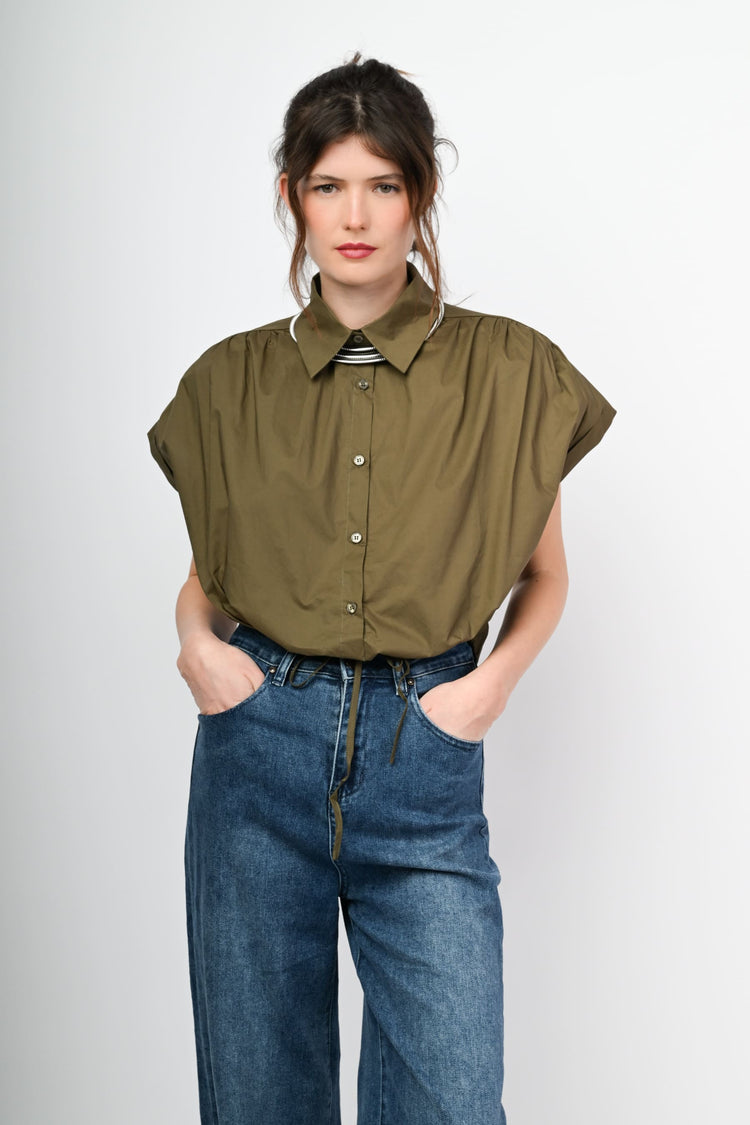 Drawstring cropped shirt