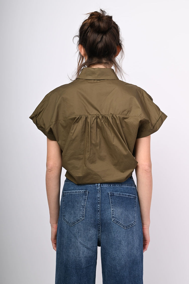 Drawstring cropped shirt