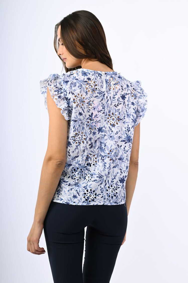 Floral print Broderie Anglaise top