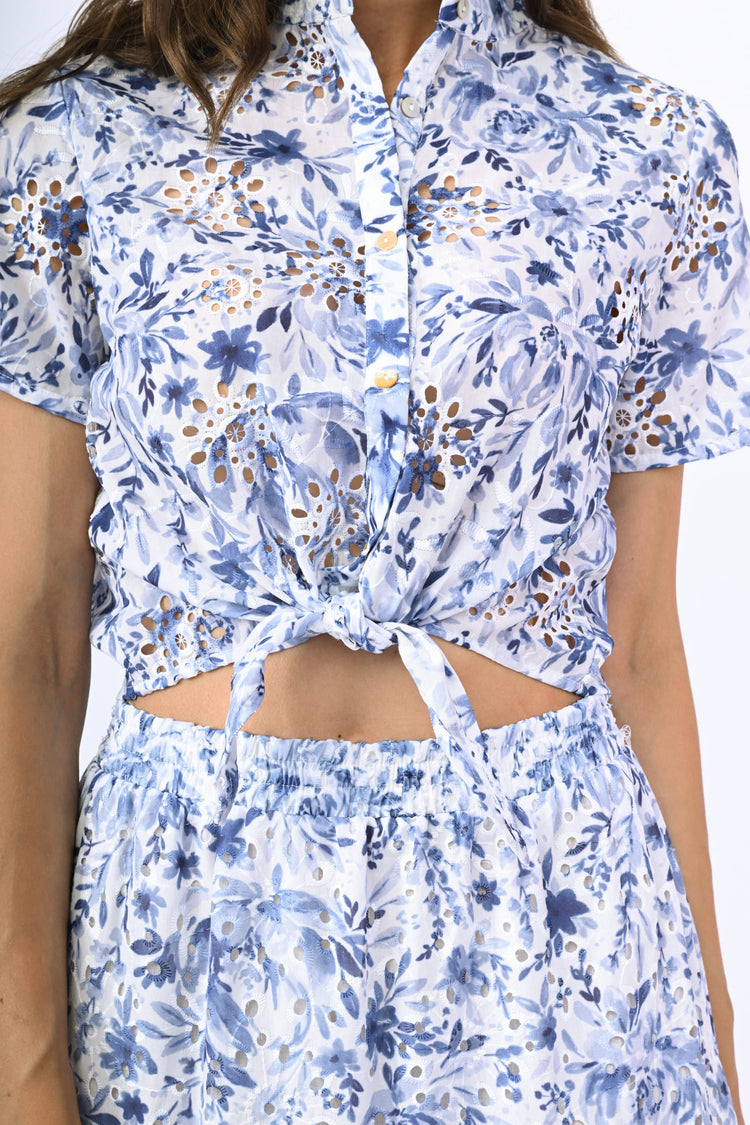 Print Broderie Anglaise shirt