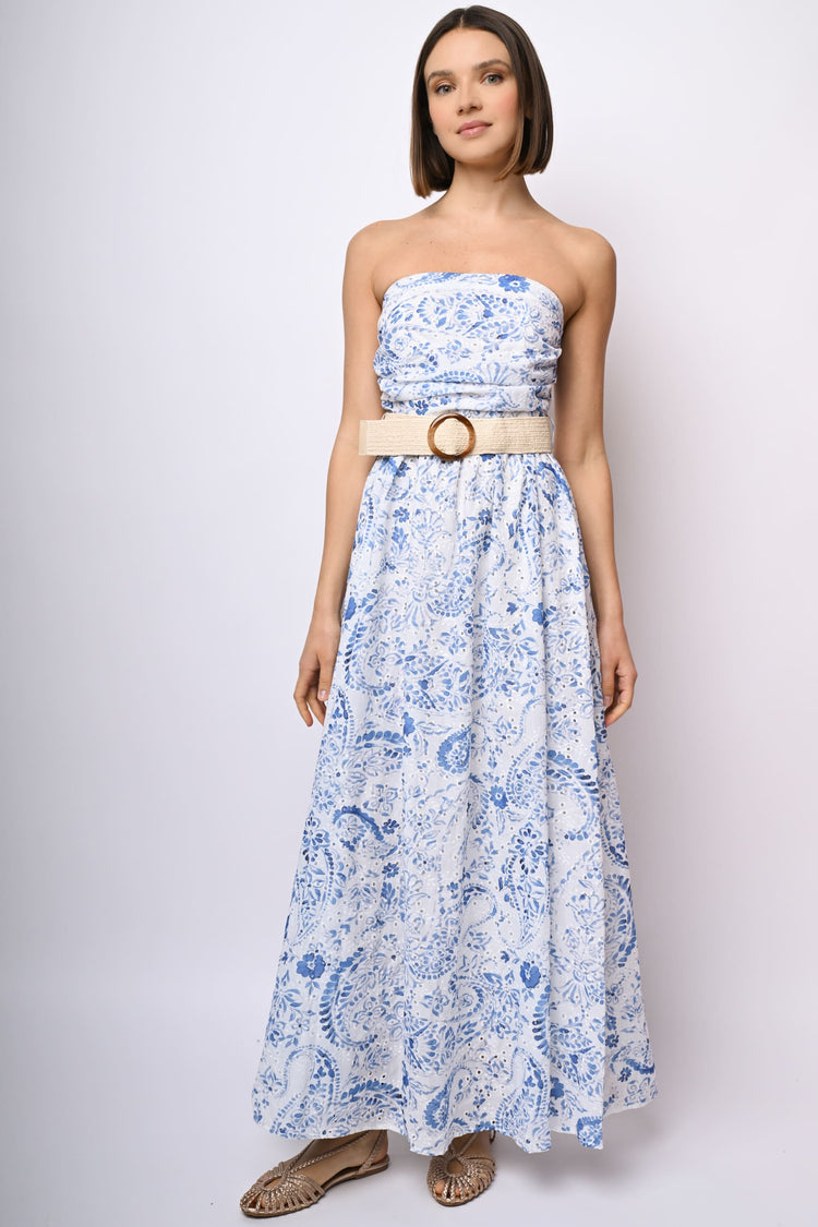 Broderie anglaise long sleveless dress