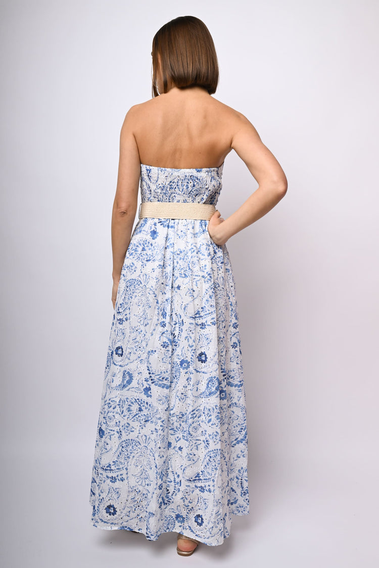 Broderie anglaise long sleveless dress